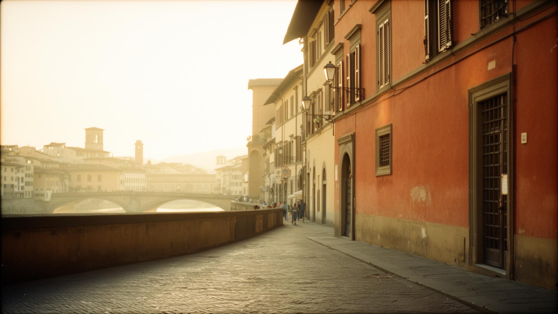 A street in Borgo San Frediano, Florence, at golden hour